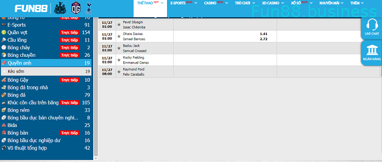 Cá cược quyền anh Fun88